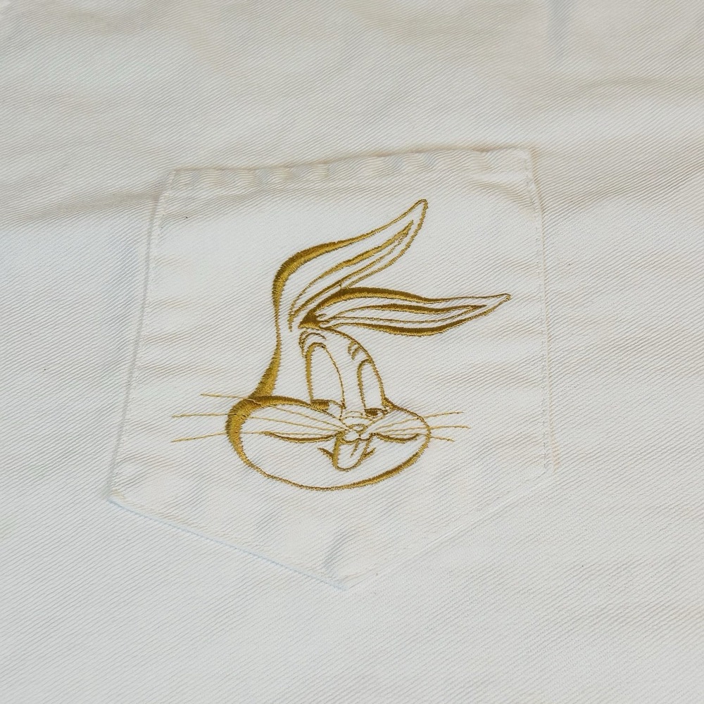 Bugs Bunny Looney Tunes Apron Gold Embroidered White ACME Homeworks Size S/M